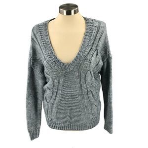 FOREVER 21 Womens Sweater Small Gray Pullover Long Sleeve V-neck Boyfriend Knit